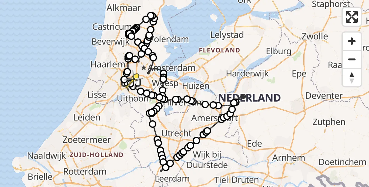 Vluchtroute Politiehelikopter van Schiphol naar Schiphol