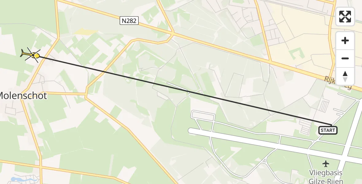 Routekaart van de vlucht: Lifeliner 2 naar Molenschot, Boomkikkerpad