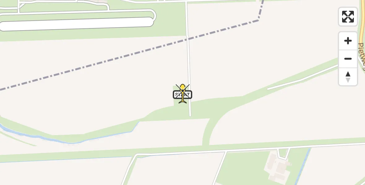 Routekaart van de vlucht: Kustwachthelikopter naar Vliegveld Midden-Zeeland, Noord Kraaijertsedijk