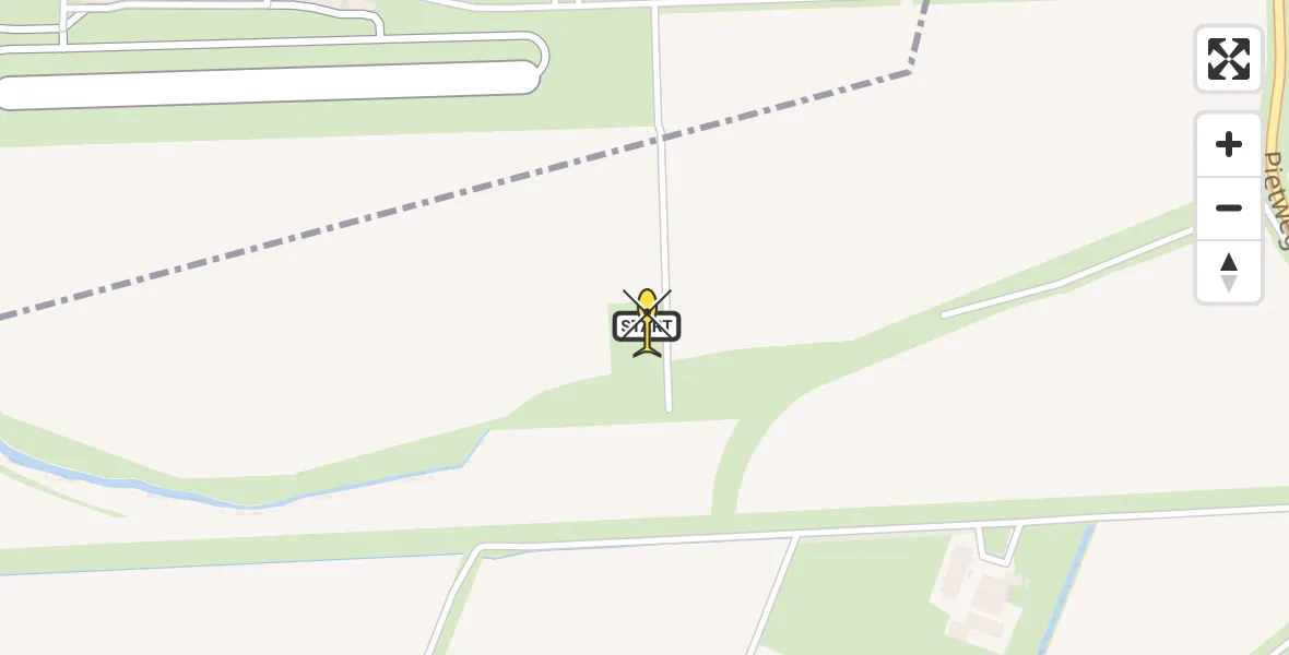 Routekaart van de vlucht: Kustwachthelikopter naar Vliegveld Midden-Zeeland, Noord Kraaijertsedijk