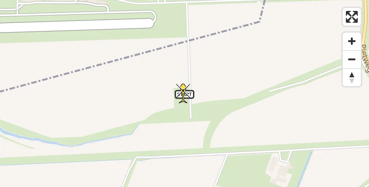 Routekaart van de vlucht: Kustwachthelikopter naar Vliegveld Midden-Zeeland, Noord Kraaijertsedijk