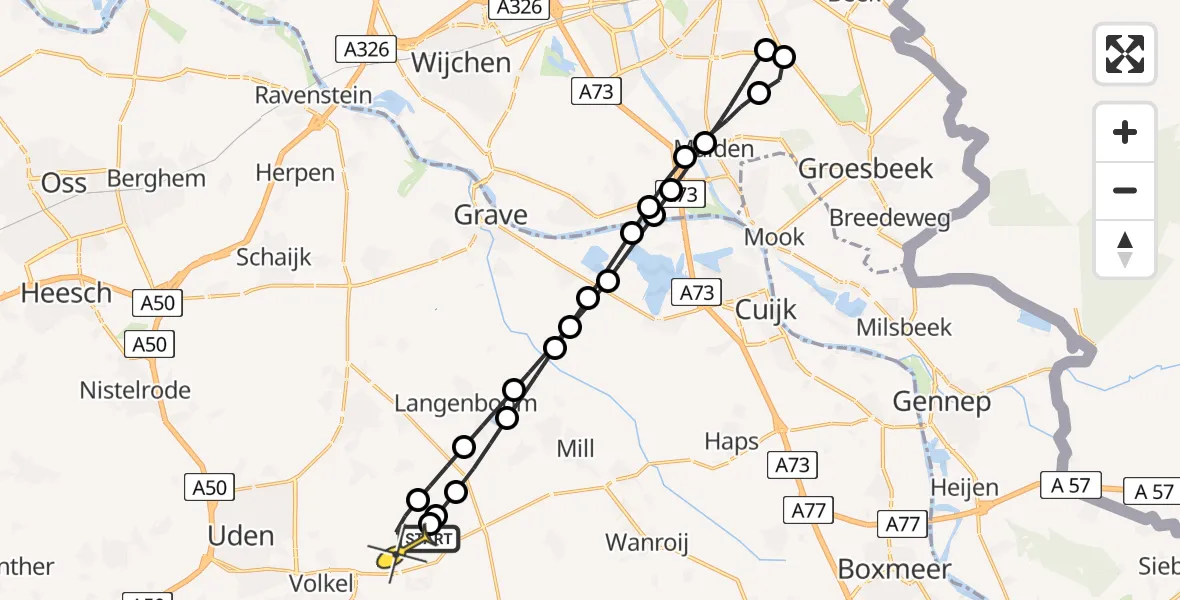 Routekaart van de vlucht: Lifeliner 3 naar Vliegbasis Volkel, Spoorweg