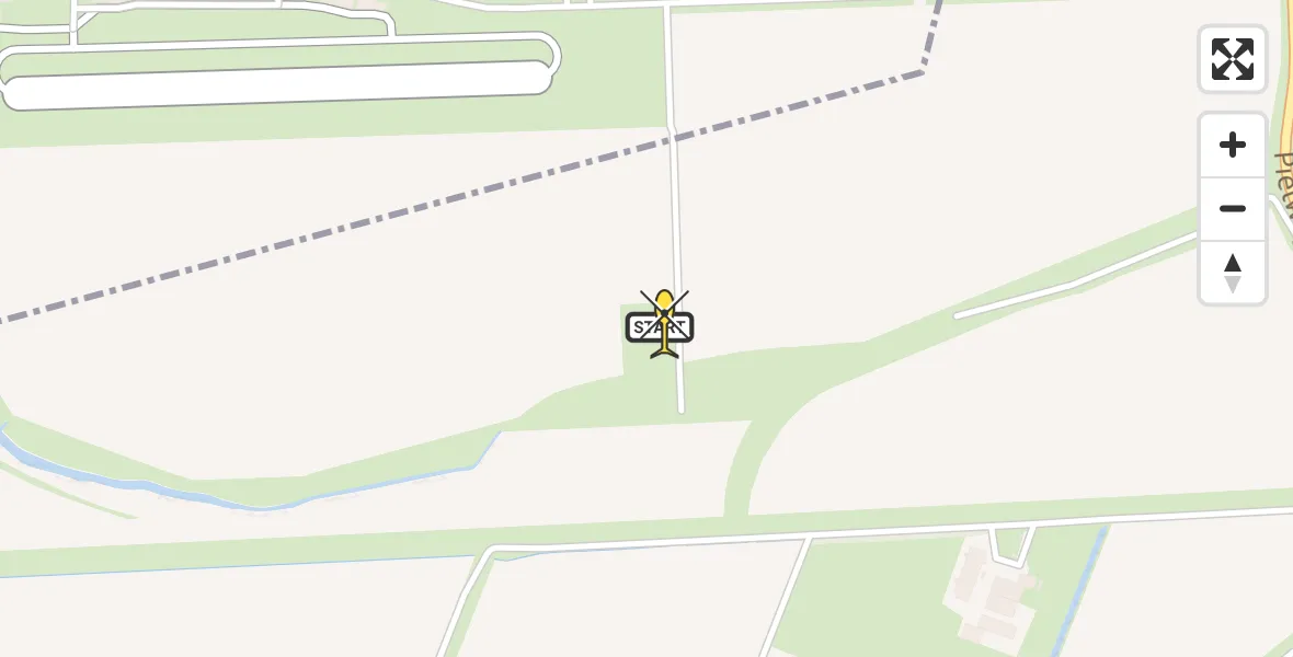 Routekaart van de vlucht: Kustwachthelikopter naar Vliegveld Midden-Zeeland, Noord Kraaijertsedijk