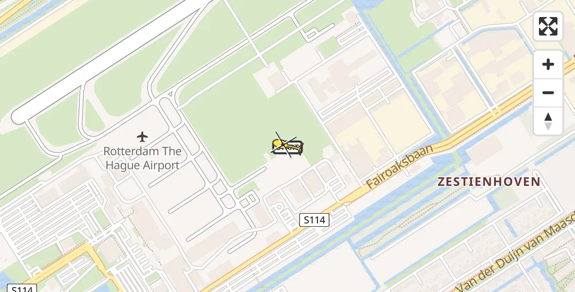 Routekaart van de vlucht: Politieheli naar Rotterdam The Hague Airport, Fairoaksbaan