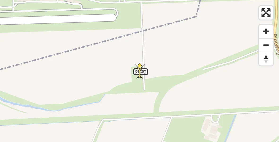 Routekaart van de vlucht: Kustwachthelikopter naar Vliegveld Midden-Zeeland, Noord Kraaijertsedijk