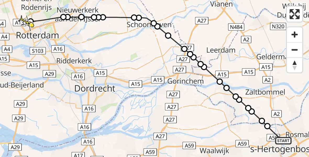 Routekaart van de vlucht: Lifeliner 2 naar Rotterdam The Hague Airport, Engelsedijk