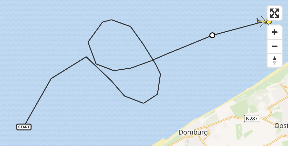 Routekaart van de vlucht: Politiehelikopter naar 