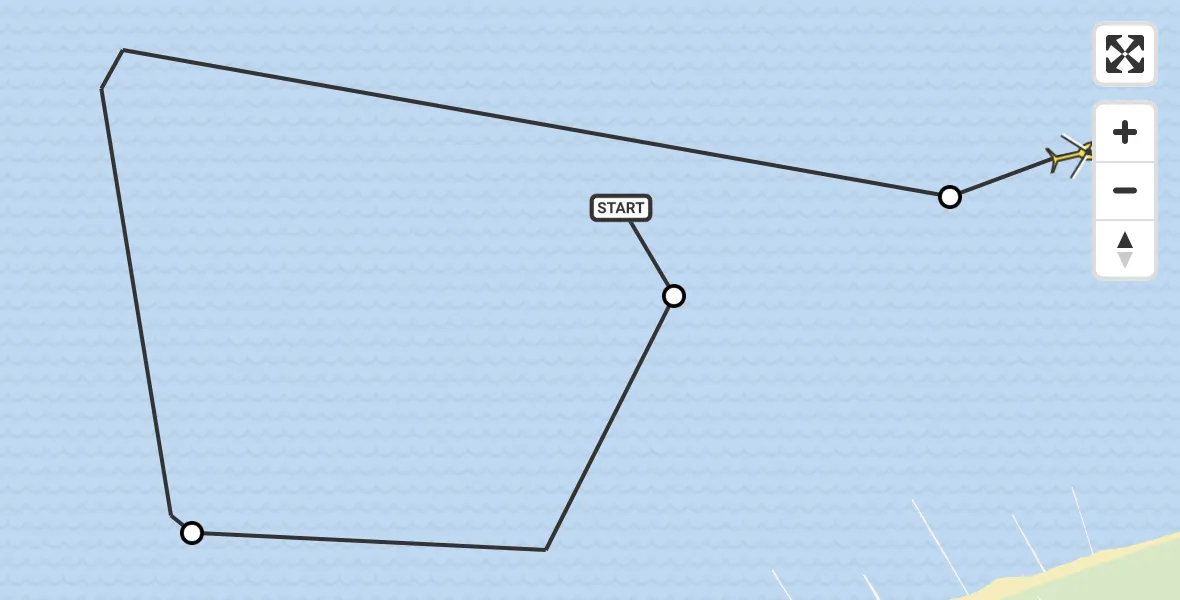 Routekaart van de vlucht: Politiehelikopter naar Vrouwenpolder, Roompot