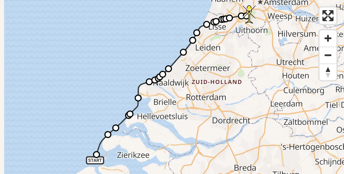 Routekaart van de vlucht: Politiehelikopter naar Schiphol, Loevesteinse Randweg