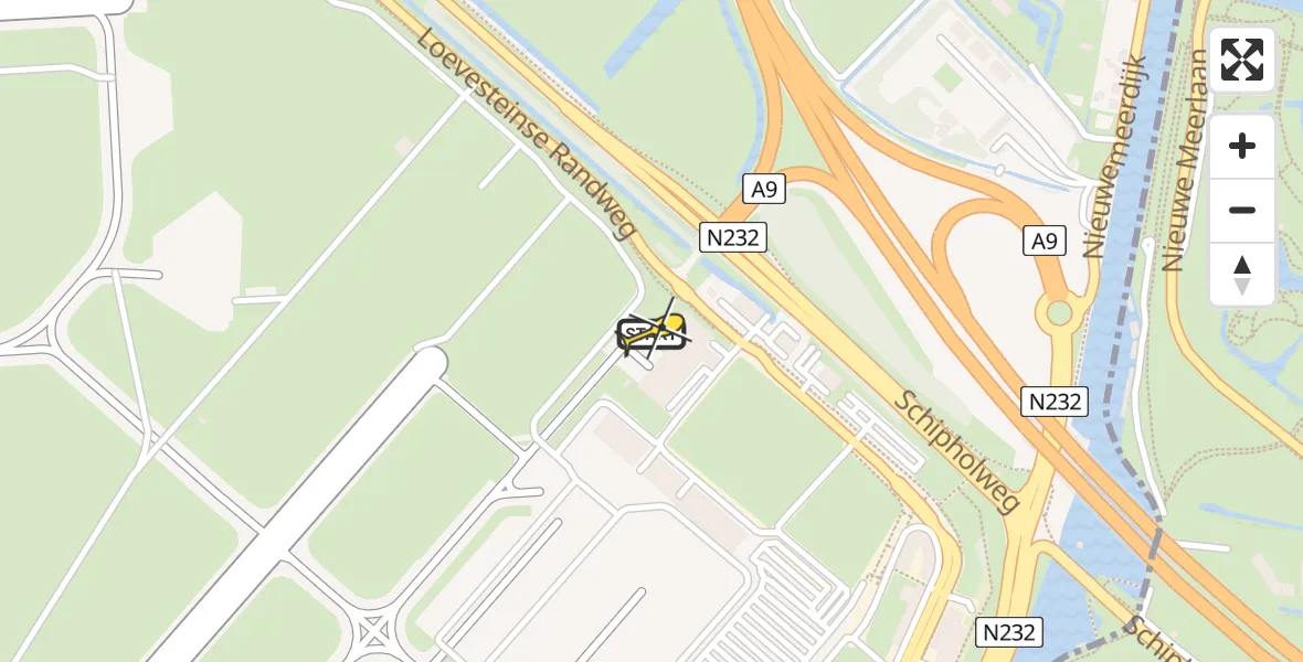 Routekaart van de vlucht: Politieheli naar Schiphol, Loevesteinse Randweg