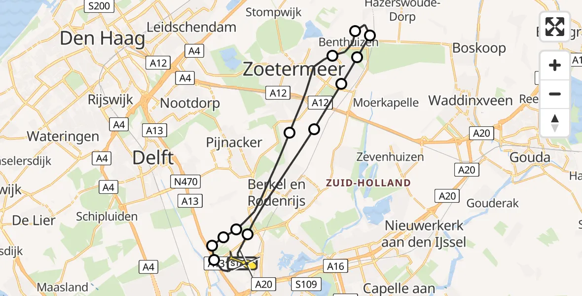 Routekaart van de vlucht: Lifeliner 2 naar Rotterdam The Hague Airport, Eerste Tocht