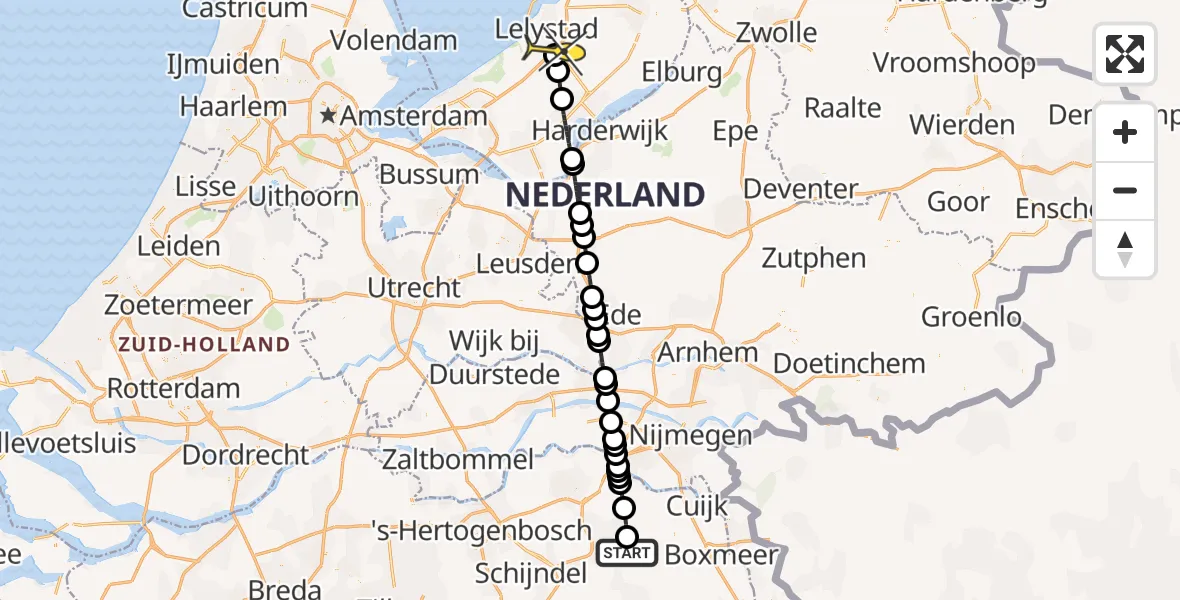 Routekaart van de vlucht: Lifeliner 3 naar Lelystad, Millsebaan