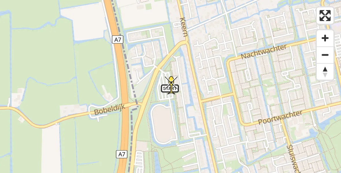 Routekaart van de vlucht: Lifeliner 1 naar Hoorn, Kolfbaan