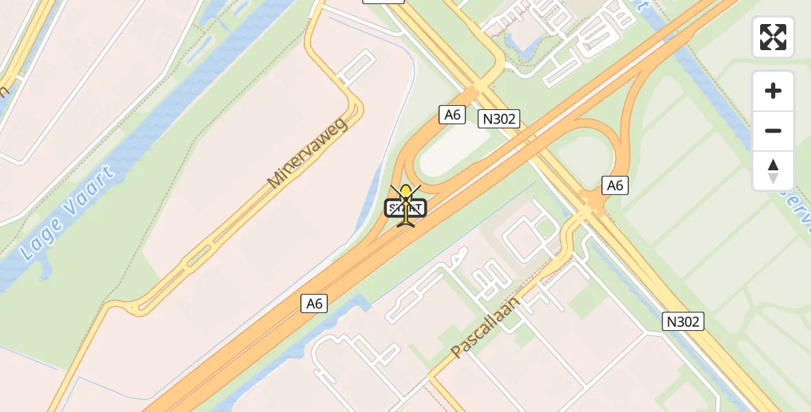 Routekaart van de vlucht: Lifeliner 3 naar Lelystad, Albert Einsteinweg