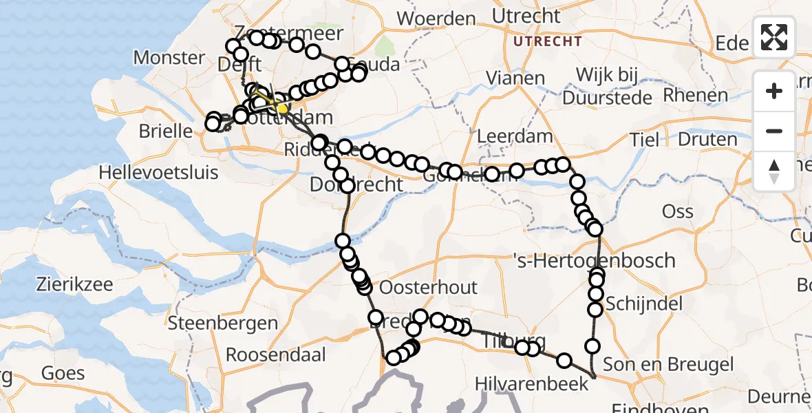 Routekaart van de vlucht: Politiehelikopter naar Rotterdam The Hague Airport, Van Leeuwenhoekhof