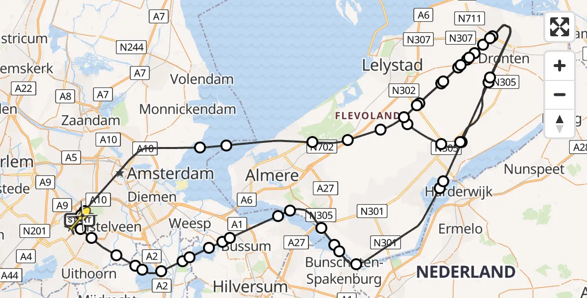 Routekaart van de vlucht: Politieheli naar Schiphol, Van Weerden-Poelmanweg