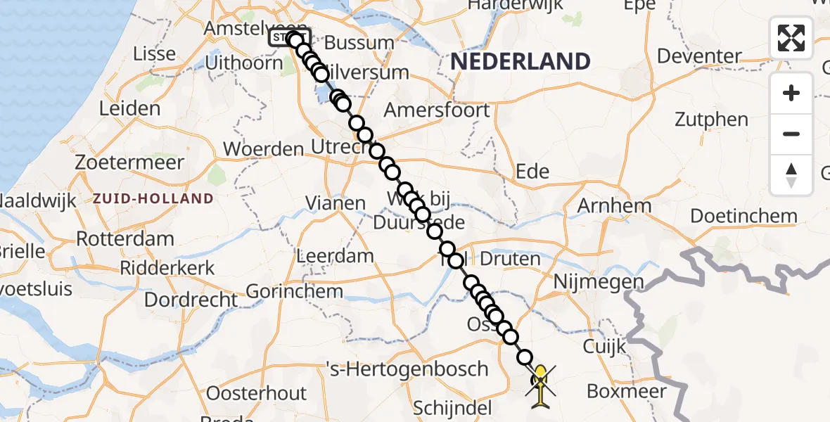 Routekaart van de vlucht: Lifeliner 3 naar Vliegbasis Volkel, Hollandse Kade