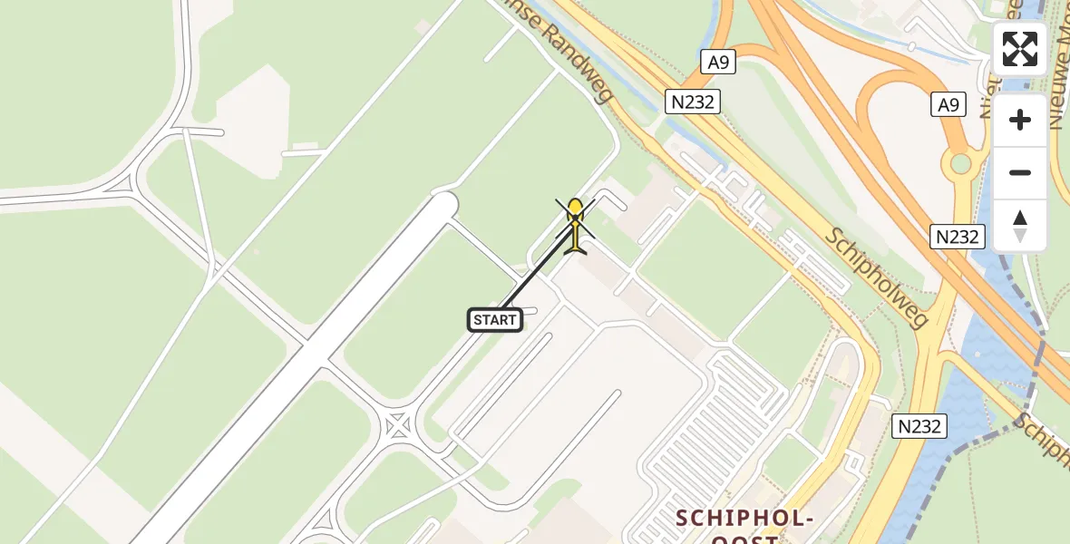 Routekaart van de vlucht: Politieheli naar Schiphol, Thermiekstraat
