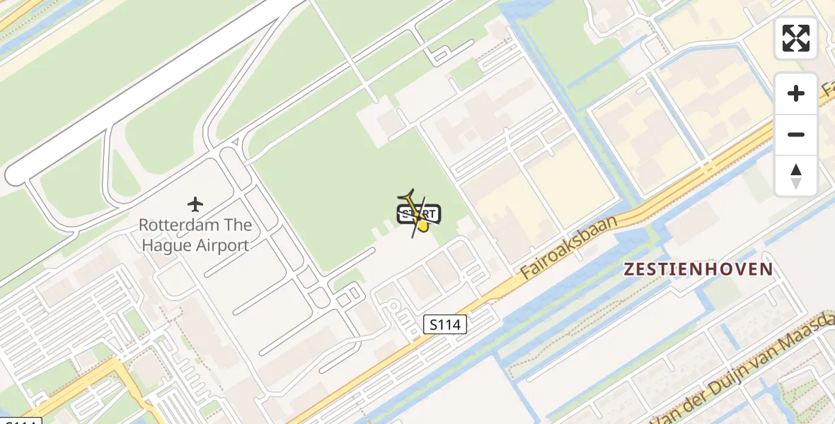 Routekaart van de vlucht: Politiehelikopter naar Rotterdam The Hague Airport, Brandenburgbaan