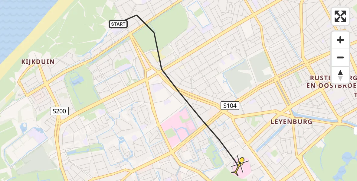 Routekaart van de vlucht: Lifeliner 2 naar Den Haag, Laan van Meerdervoort