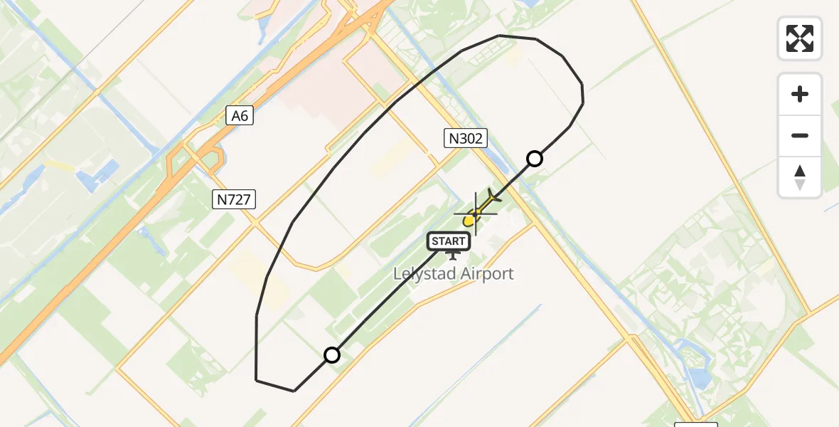 Routekaart van de vlucht: Politiehelikopter naar Lelystad Airport, Talingweg