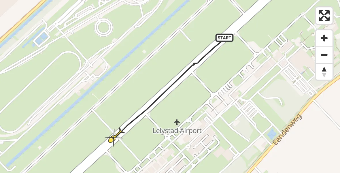 Routekaart van de vlucht: Politiehelikopter naar Lelystad Airport, Flamingoweg