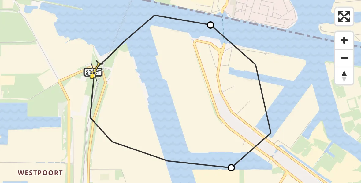 Routekaart van de vlucht: Lifeliner 1 naar Amsterdam Heliport, Westhaven