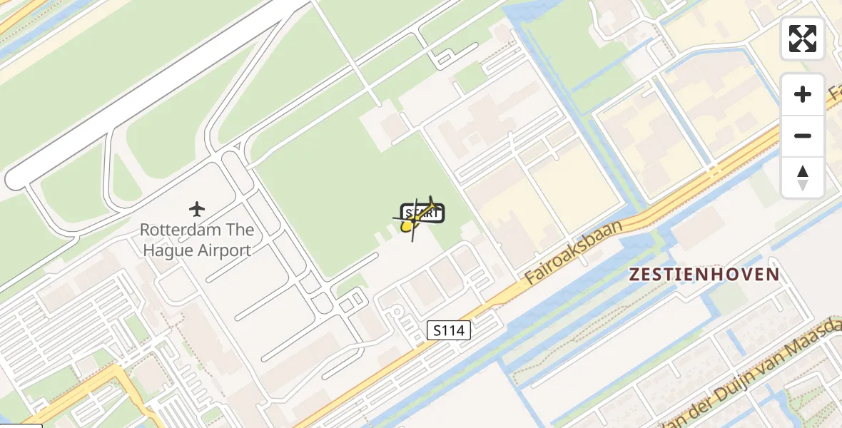 Routekaart van de vlucht: Politieheli naar Rotterdam The Hague Airport, Brandenburgbaan