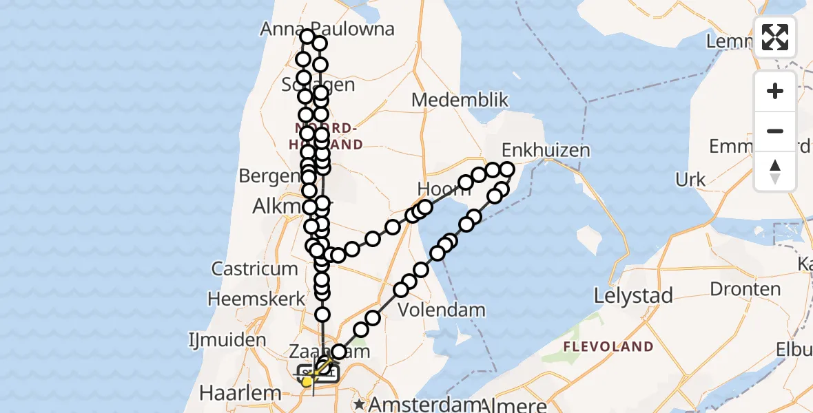 Routekaart van de vlucht: Lifeliner 1 naar Amsterdam Heliport, Maltaweg