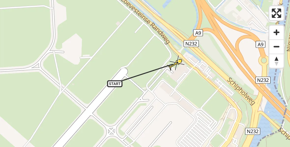 Vluchtroute Politiehelikopter van Schiphol naar Schiphol