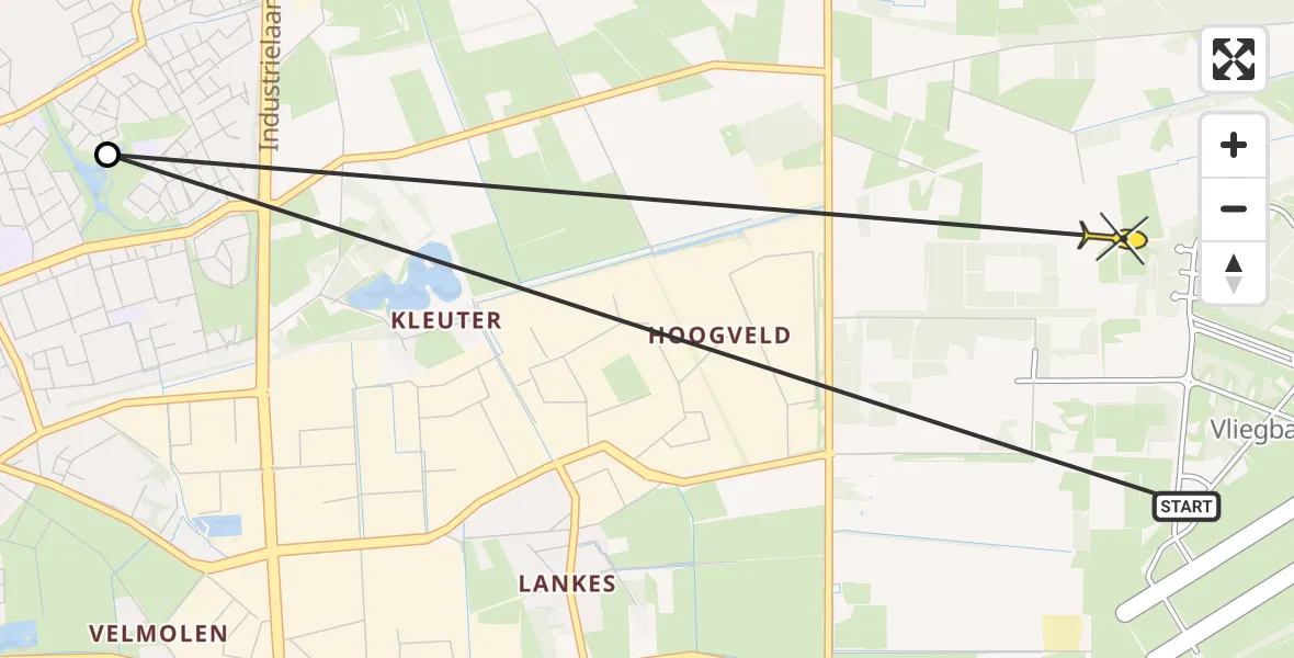 Routekaart van de vlucht: Lifeliner 3 naar Vliegbasis Volkel, Zeelandsedijk