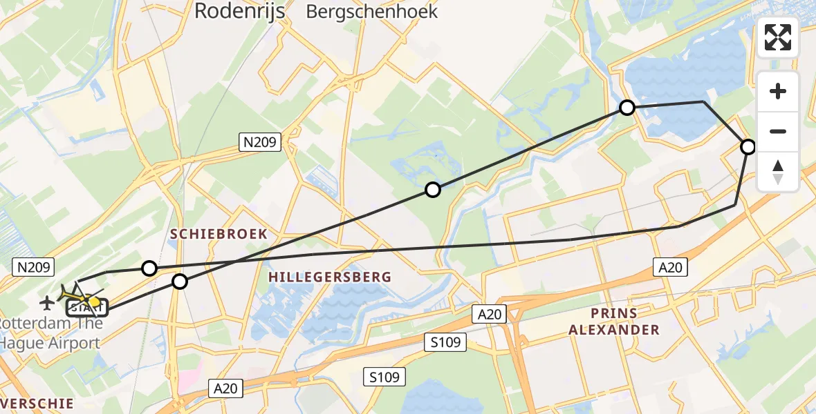 Routekaart van de vlucht: Lifeliner 2 naar Rotterdam The Hague Airport, Woensdrechtstraat