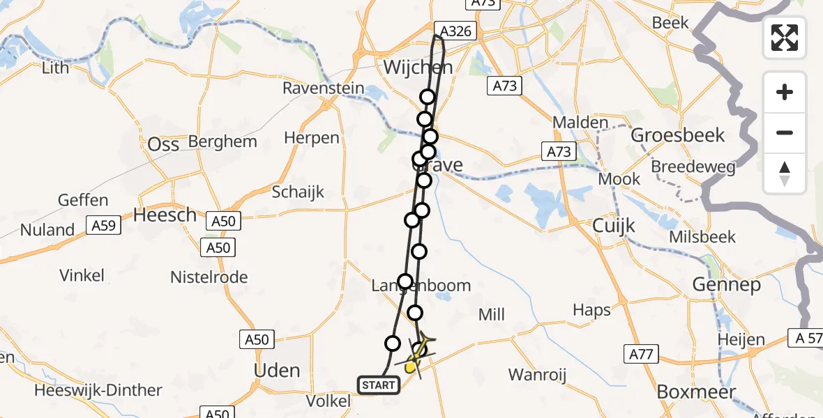 Routekaart van de vlucht: Lifeliner 3 naar Odiliapeel, Millsebaan