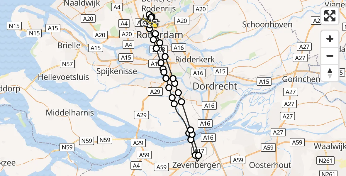 Routekaart van de vlucht: Lifeliner 2 naar Rotterdam The Hague Airport, Brandenburgbaan