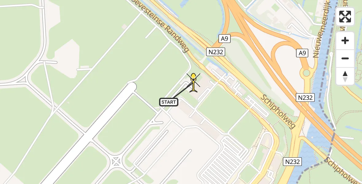 Vluchtroute Politiehelikopter van Schiphol naar Schiphol