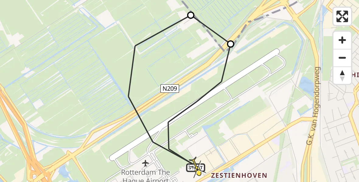 Routekaart van de vlucht: Lifeliner 2 naar Rotterdam The Hague Airport, Brandenburgbaan