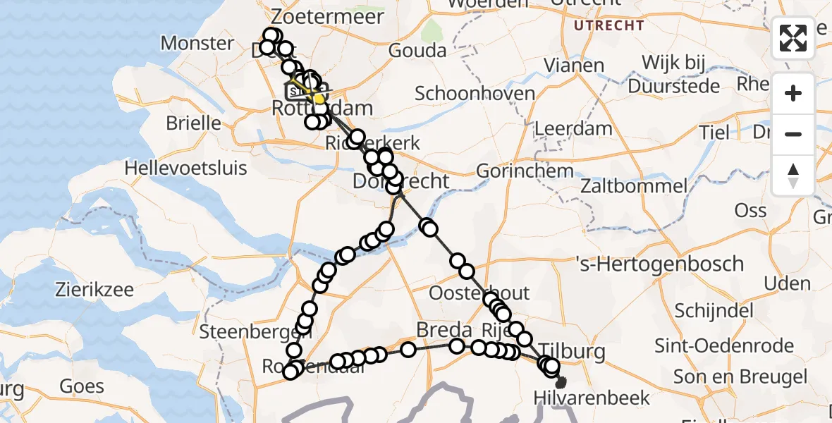 Routekaart van de vlucht: Politieheli naar Rotterdam The Hague Airport, Brandenburgbaan