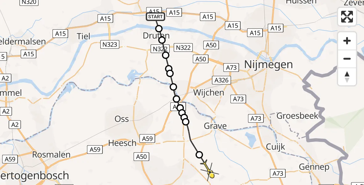 Routekaart van de vlucht: Lifeliner 3 naar Langenboom, Bonegraafseweg