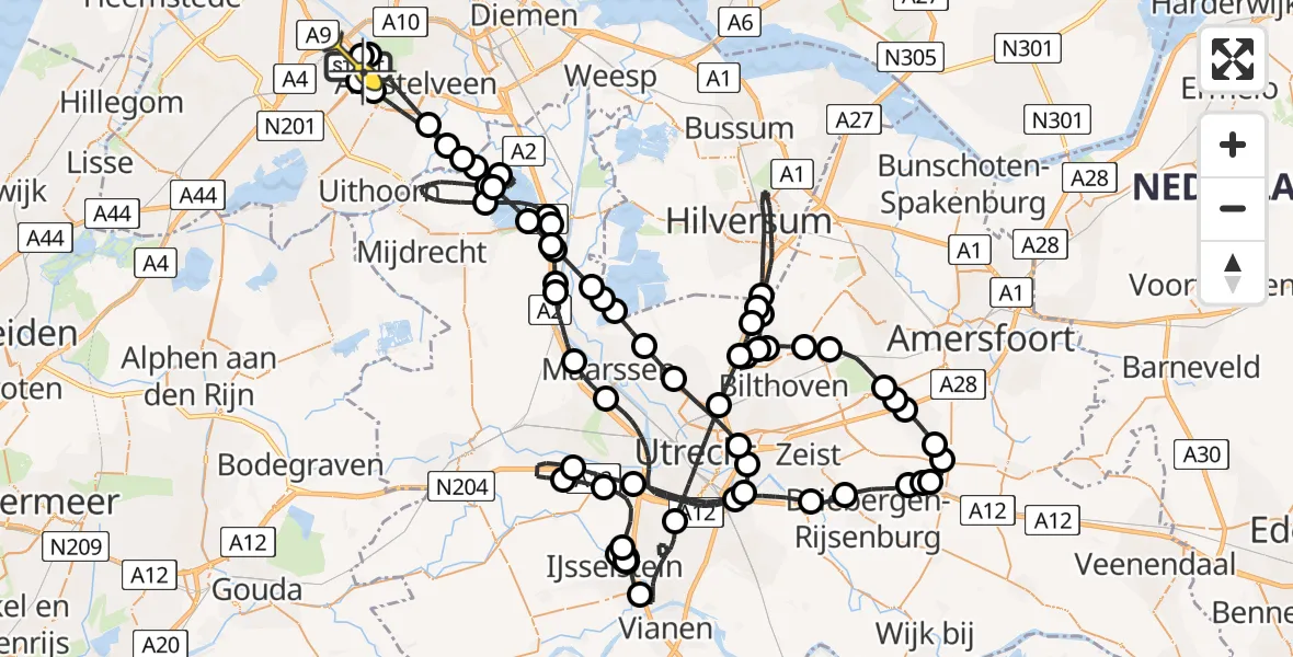 Routekaart van de vlucht: Politieheli naar Schiphol, Van Weerden-Poelmanweg