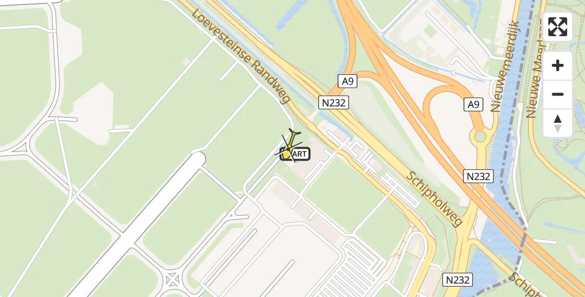 Vluchtroute Politiehelikopter van Schiphol naar Schiphol