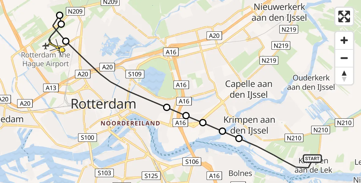 Routekaart van de vlucht: Lifeliner 2 naar Rotterdam The Hague Airport, Schoolstraat