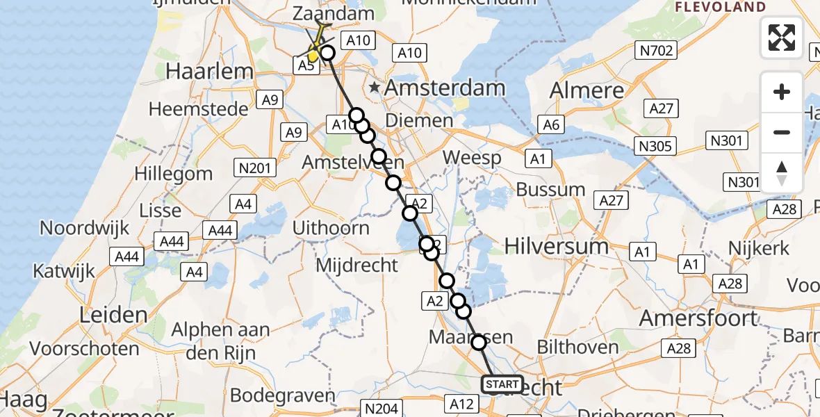 Routekaart van de vlucht: Lifeliner 1 naar Amsterdam Heliport, Elektronweg