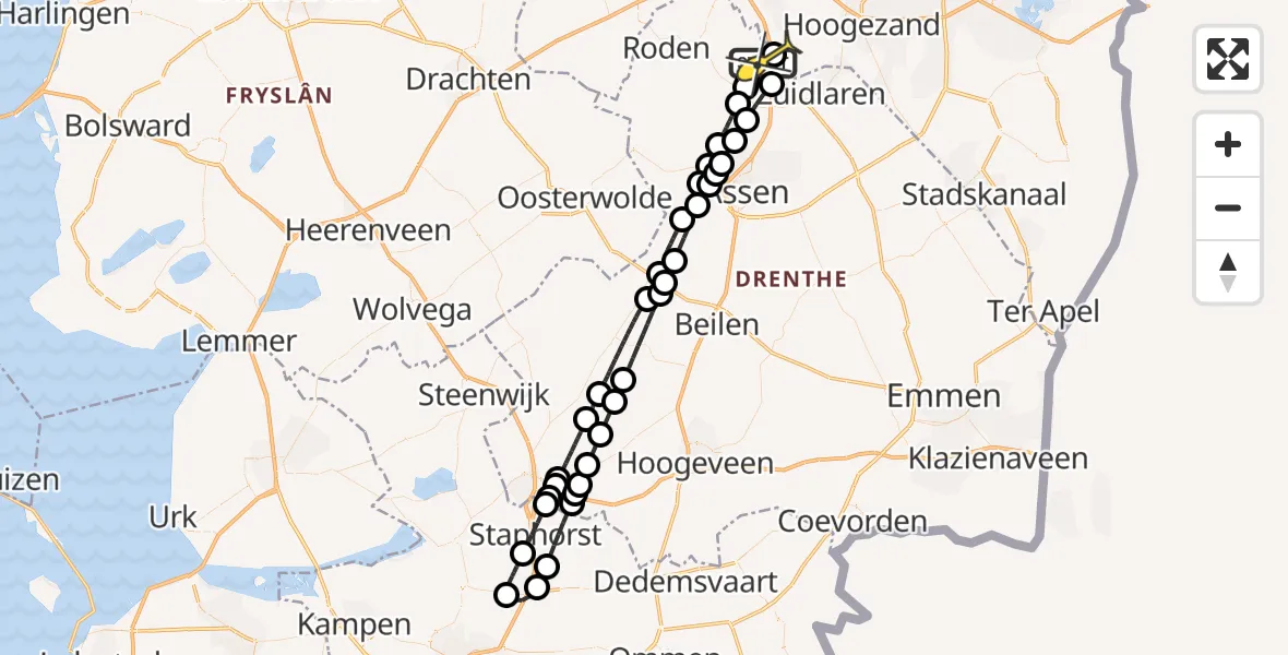 Routekaart van de vlucht: Lifeliner 4 naar Groningen Airport Eelde, Veldkampweg