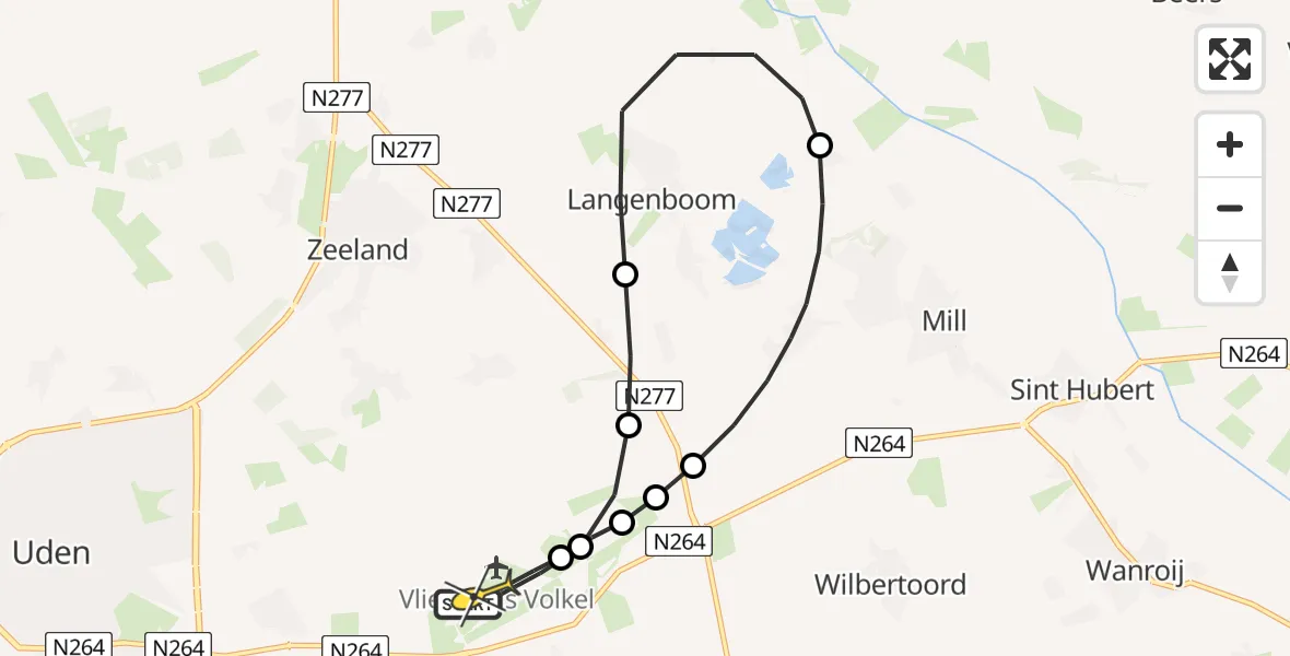 Routekaart van de vlucht: Lifeliner 3 naar Vliegbasis Volkel, Nieuwedijk