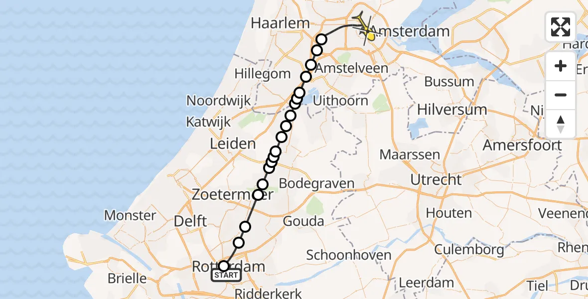 Routekaart van de vlucht: Lifeliner 1 naar Amsterdam, Claes de Vrieselaan