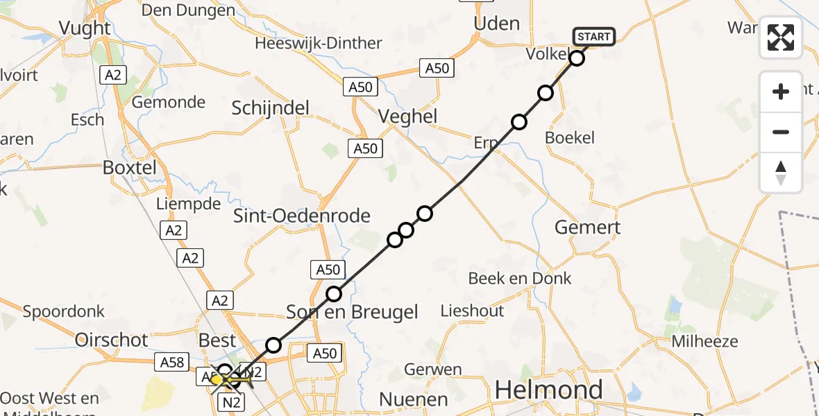 Routekaart van de vlucht: Lifeliner 3 naar Eindhoven, Rouwstraat