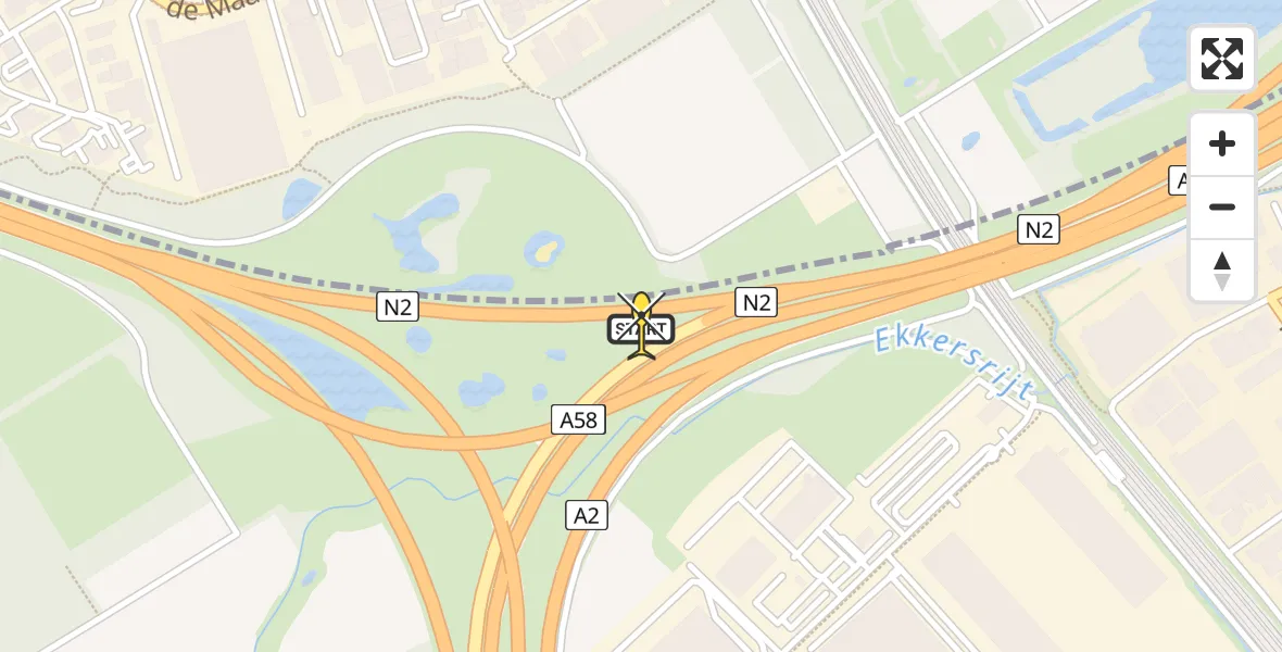 Routekaart van de vlucht: Lifeliner 3 naar Eindhoven, Postkoetsweg