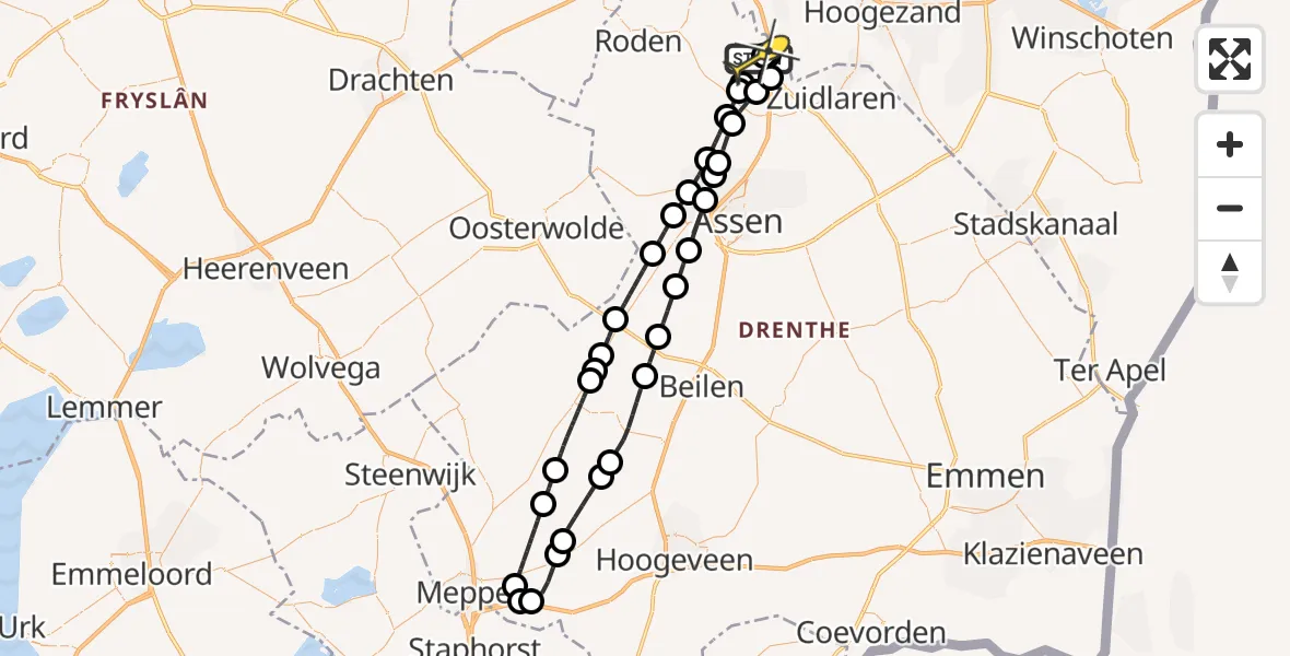 Routekaart van de vlucht: Lifeliner 4 naar Groningen Airport Eelde, Vissersweg