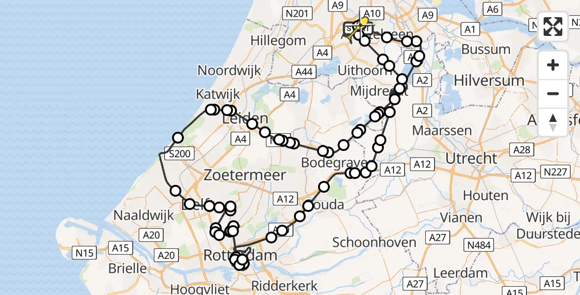 Routekaart van de vlucht: Politieheli naar Schiphol, Halim P.K. straat