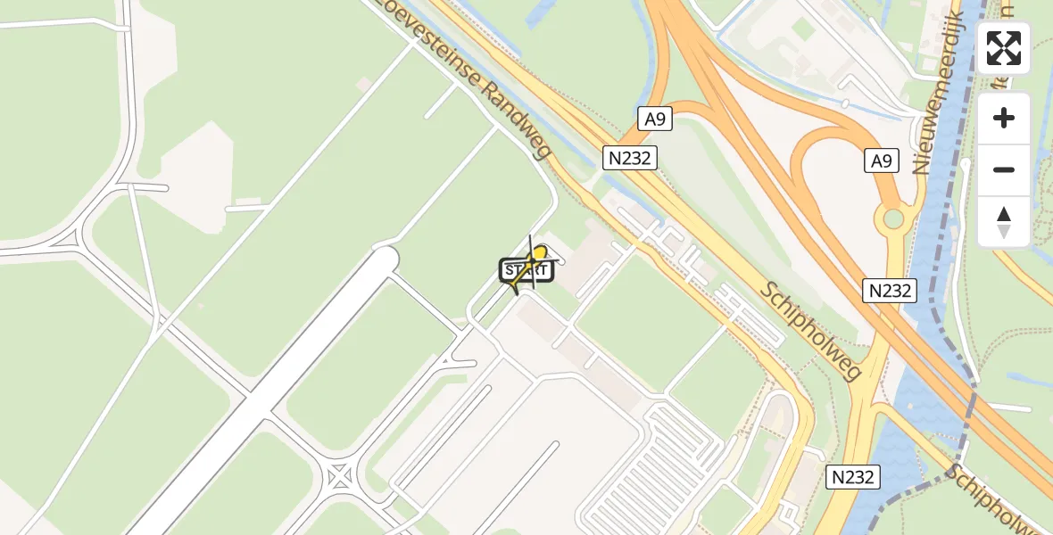 Routekaart van de vlucht: Politieheli naar Schiphol, Loevesteinse Randweg